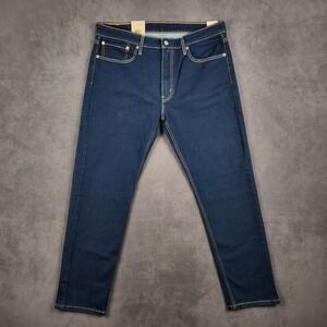 Levis 502 Jeans Mens 36x32 Blue Taper Fit Dark Wash Stretch Denim NEW